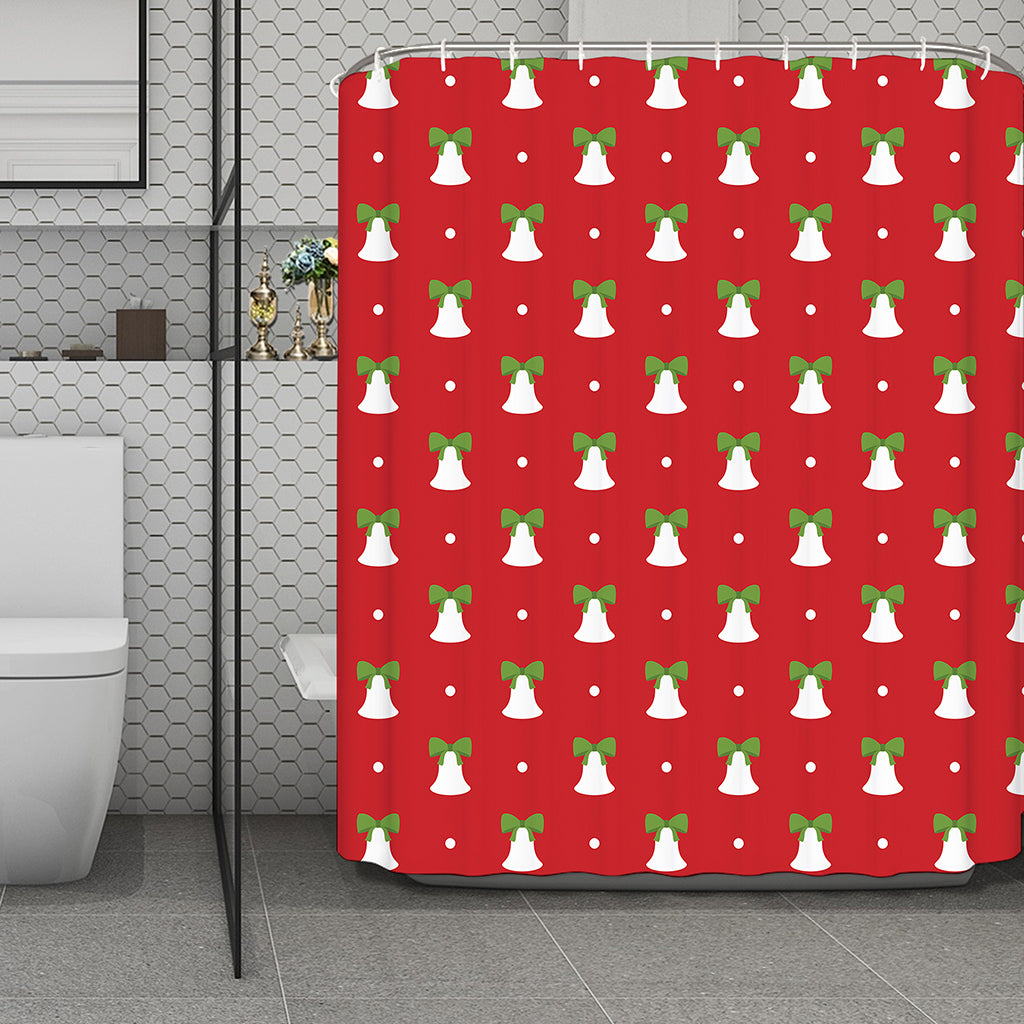 Cute Christmas Bell Pattern Print Polyester Shower Curtain