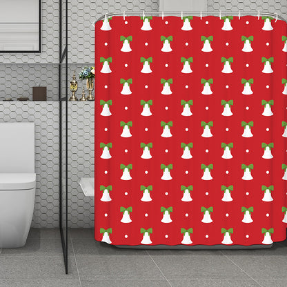 Cute Christmas Bell Pattern Print Polyester Shower Curtain