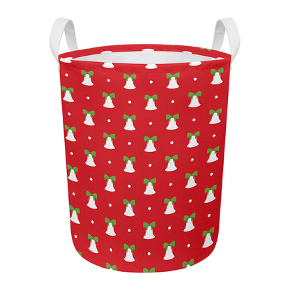 Cute Christmas Bell Pattern Print Round Laundry Basket