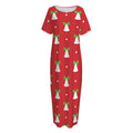Cute Christmas Bell Pattern Print Short Sleeve Long Nightdress