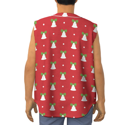 Cute Christmas Bell Pattern Print Sleeveless Baseball Jersey