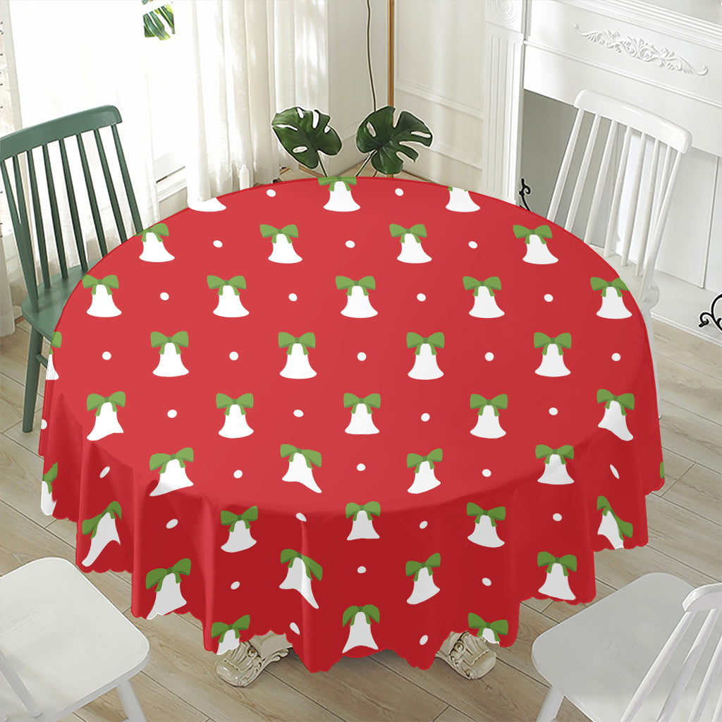Cute Christmas Bell Pattern Print Waterproof Round Tablecloth