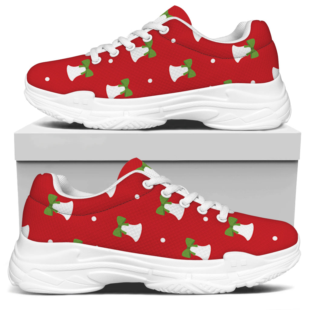 Cute Christmas Bell Pattern Print White Chunky Shoes