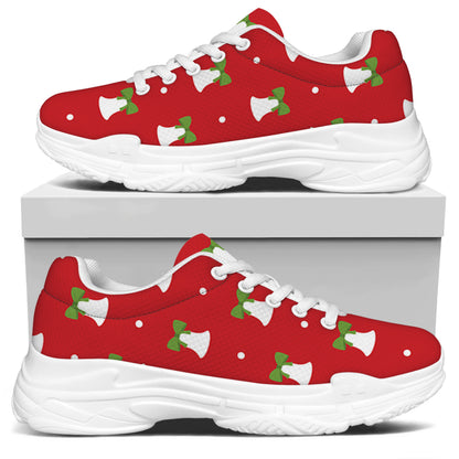 Cute Christmas Bell Pattern Print White Chunky Shoes