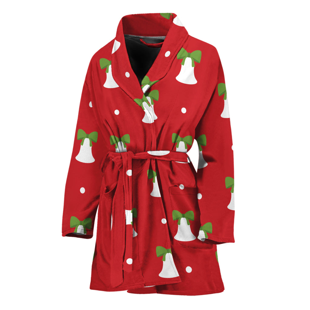 Cute Christmas Bell Pattern Print Women's Bathrobe
