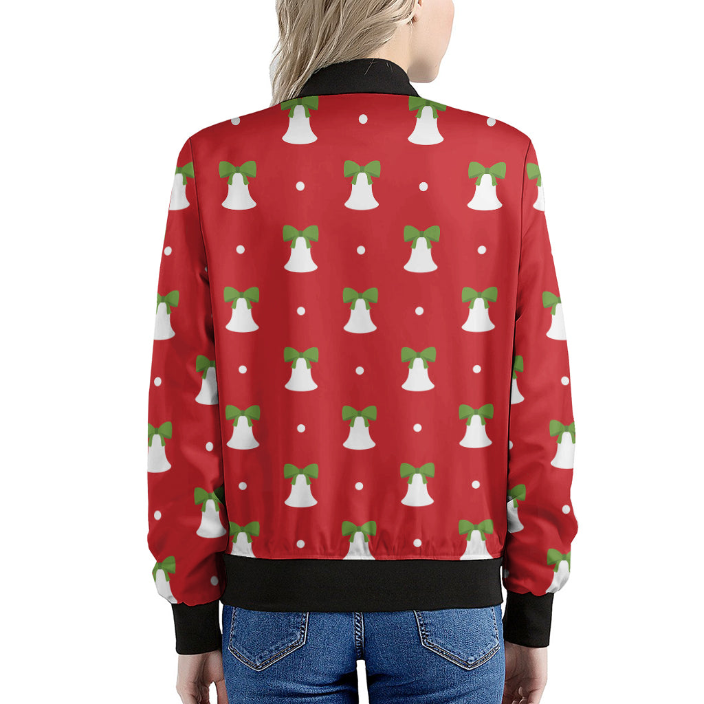 Cute Christmas Bell Pattern Print Women's Bomber Jacket