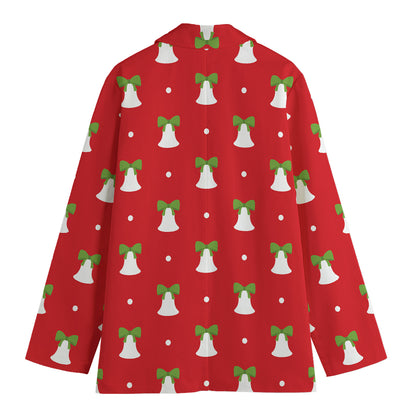 Cute Christmas Bell Pattern Print Women's Cotton Blazer