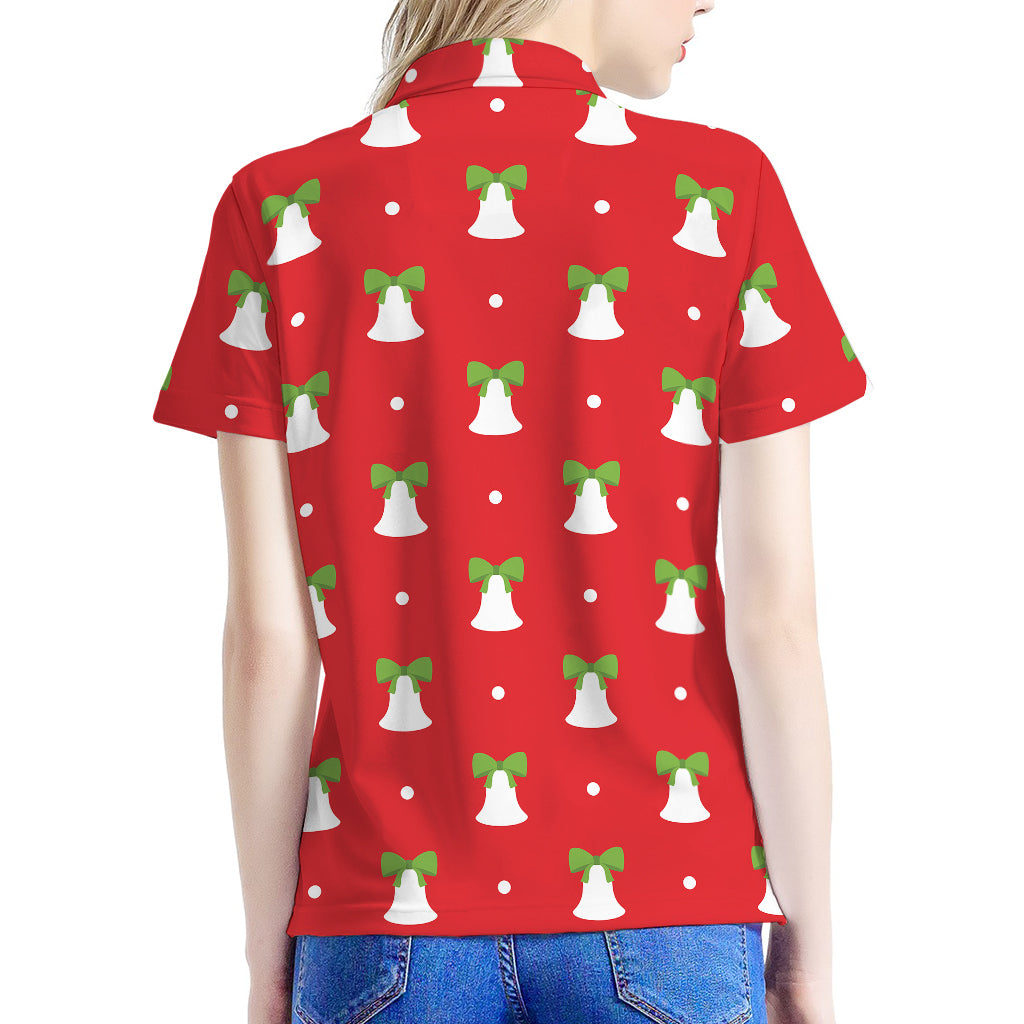 Cute Christmas Bell Pattern Print Women's Polo Shirt