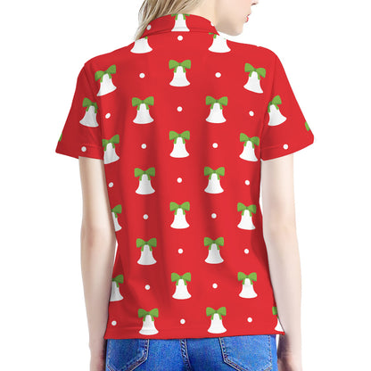 Cute Christmas Bell Pattern Print Women's Polo Shirt