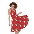 Cute Christmas Bell Pattern Print Sleeveless Knee Length Dress