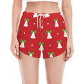 Cute Christmas Bell Pattern Print Women's Split Running Shorts