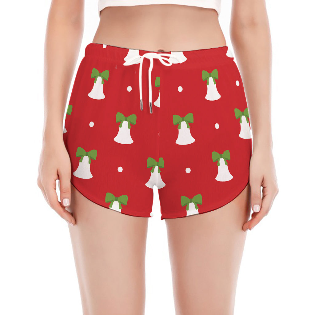 Cute Christmas Bell Pattern Print Women's Split Running Shorts