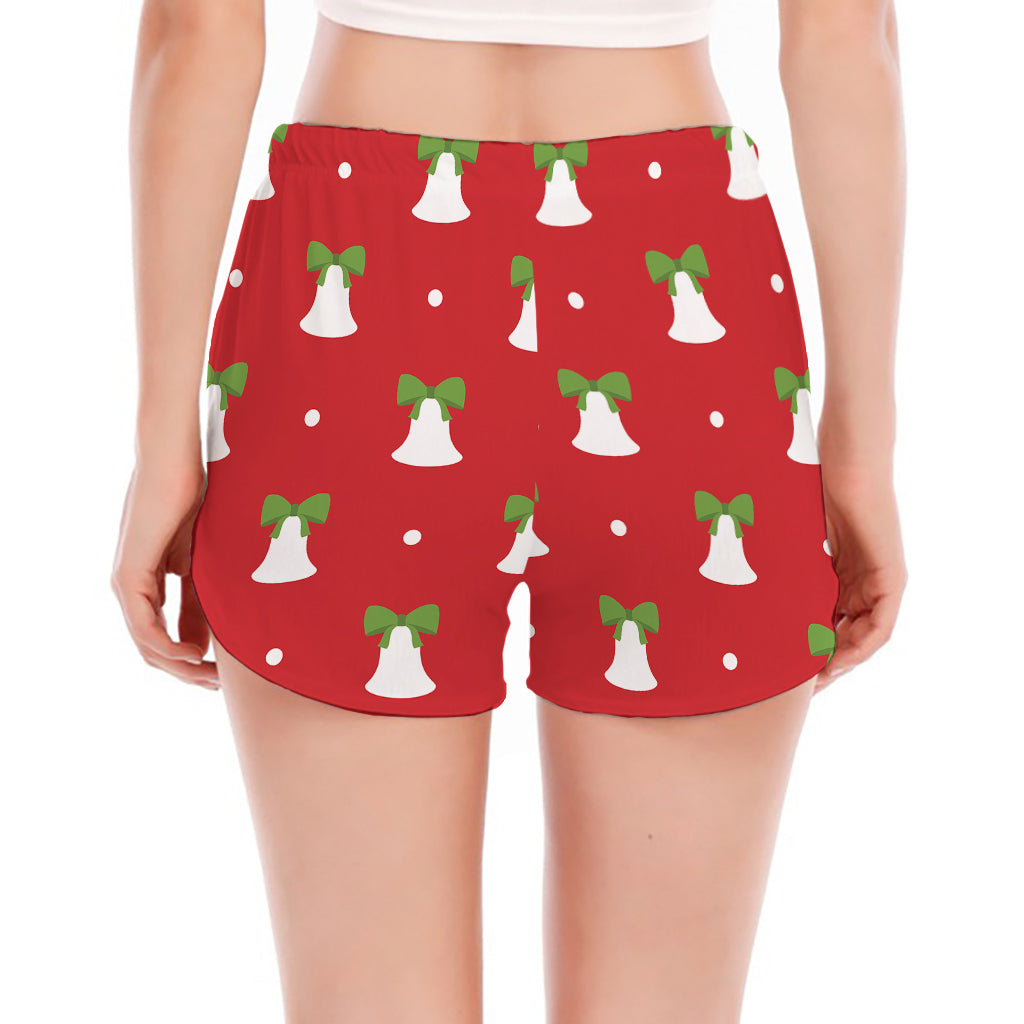 Cute Christmas Bell Pattern Print Women's Split Running Shorts