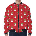 Cute Christmas Bell Pattern Print Zip Sleeve Bomber Jacket