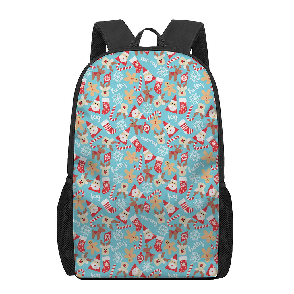 Cute Christmas Elements Pattern Print 17 Inch Backpack