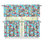 Cute Christmas Elements Pattern Print 3 Piece Kitchen Curtains