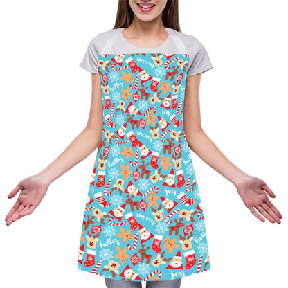 Cute Christmas Elements Pattern Print Adjustable Apron