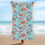 Cute Christmas Elements Pattern Print Beach Towel