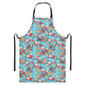 Cute Christmas Elements Pattern Print Bib Apron With Pocket