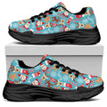 Cute Christmas Elements Pattern Print Black Chunky Shoes