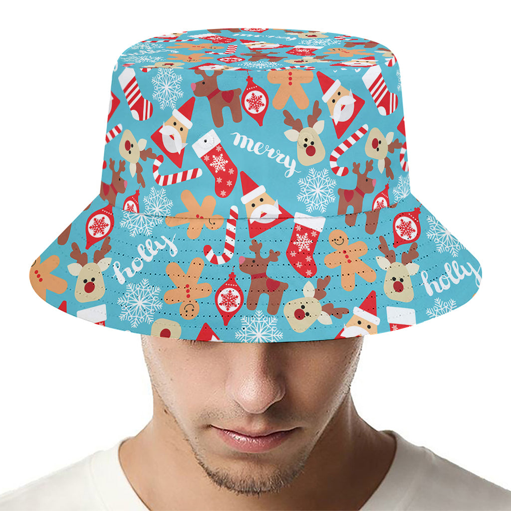 Cute Christmas Elements Pattern Print Bucket Hat