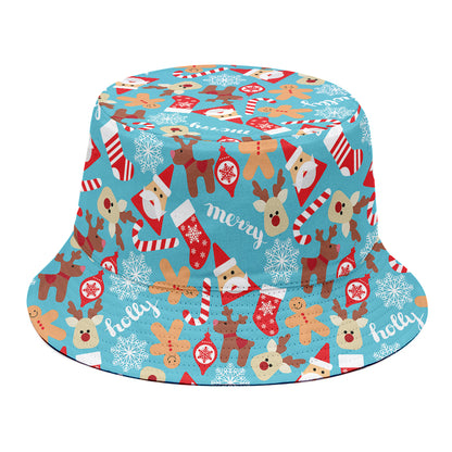 Cute Christmas Elements Pattern Print Bucket Hat