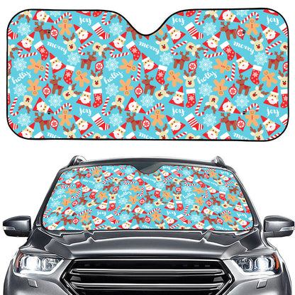 Cute Christmas Elements Pattern Print Car Windshield Sun Shade