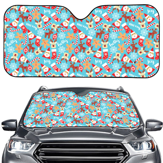 Cute Christmas Elements Pattern Print Car Windshield Sun Shade