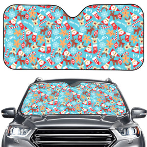 Cute Christmas Elements Pattern Print Car Windshield Sun Shade