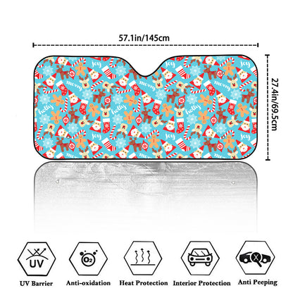 Cute Christmas Elements Pattern Print Car Windshield Sun Shade