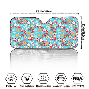 Cute Christmas Elements Pattern Print Car Windshield Sun Shade