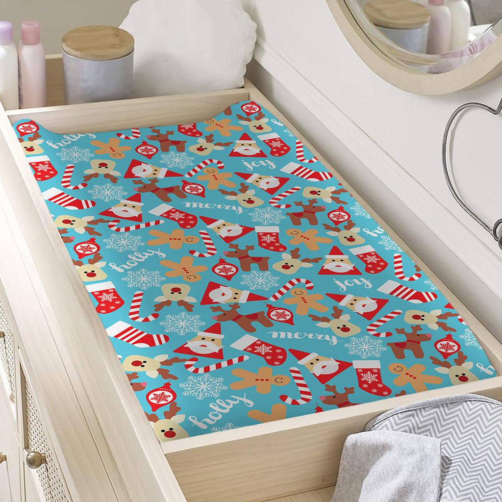 Cute Christmas Elements Pattern Print Changing Pad Cover