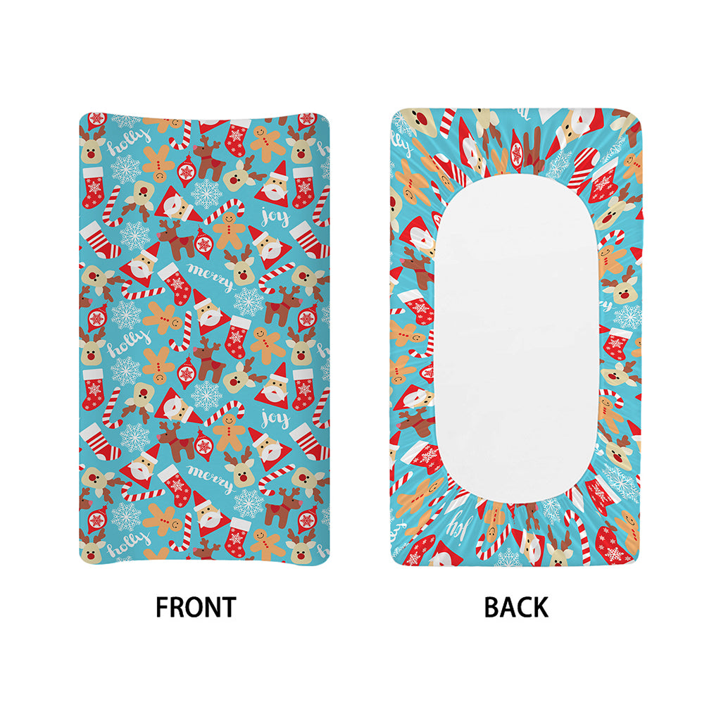 Cute Christmas Elements Pattern Print Changing Pad Cover