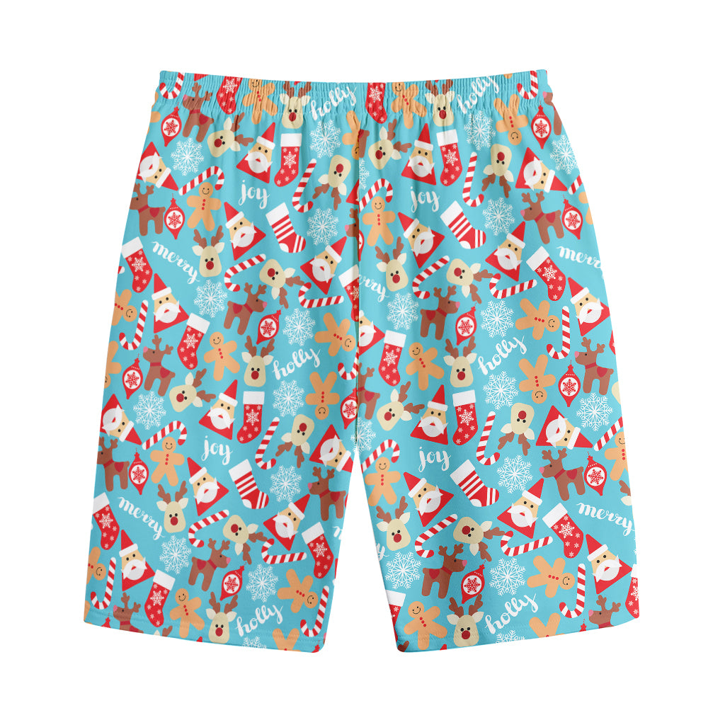 Cute Christmas Elements Pattern Print Cotton Shorts