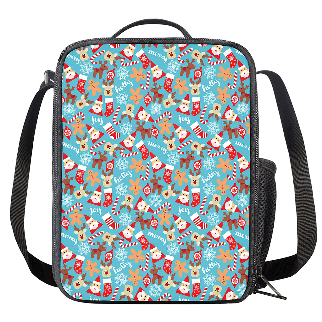 Cute Christmas Elements Pattern Print Crossbody Lunch Bag