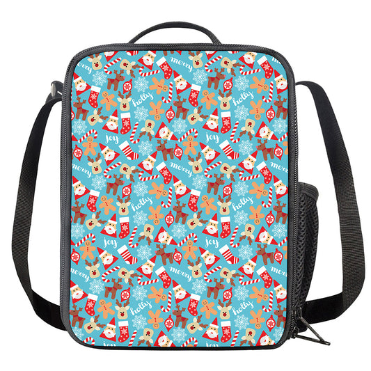 Cute Christmas Elements Pattern Print Crossbody Lunch Bag