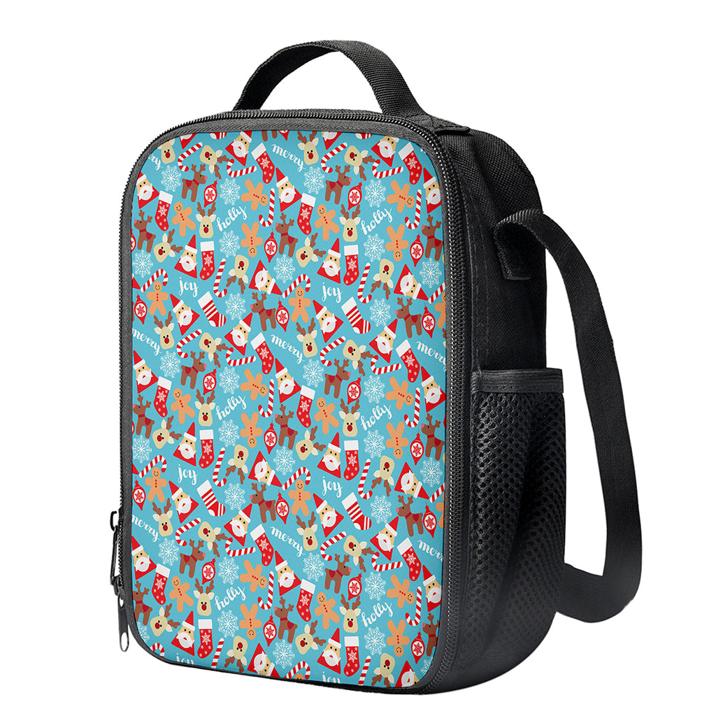 Cute Christmas Elements Pattern Print Crossbody Lunch Bag
