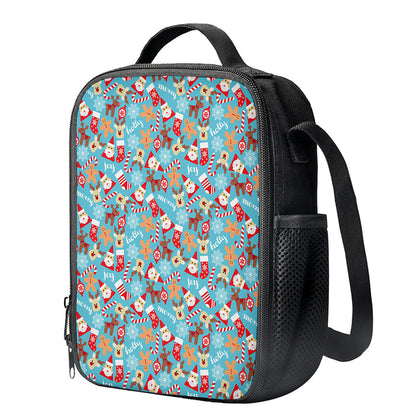 Cute Christmas Elements Pattern Print Crossbody Lunch Bag