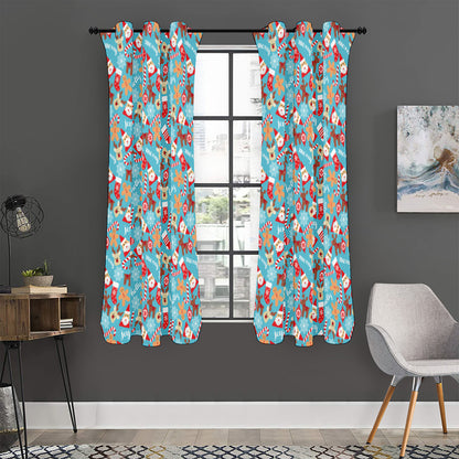 Cute Christmas Elements Pattern Print Curtain