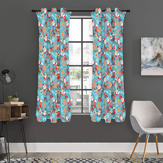 Cute Christmas Elements Pattern Print Curtain