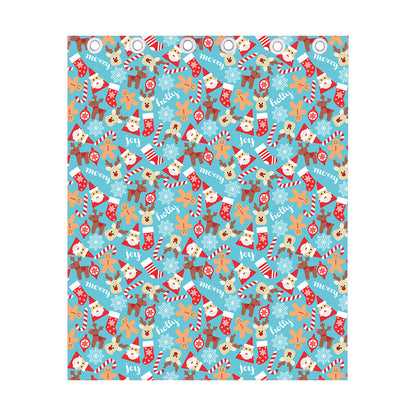 Cute Christmas Elements Pattern Print Curtain