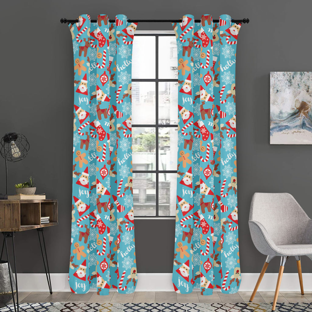 Cute Christmas Elements Pattern Print Curtain