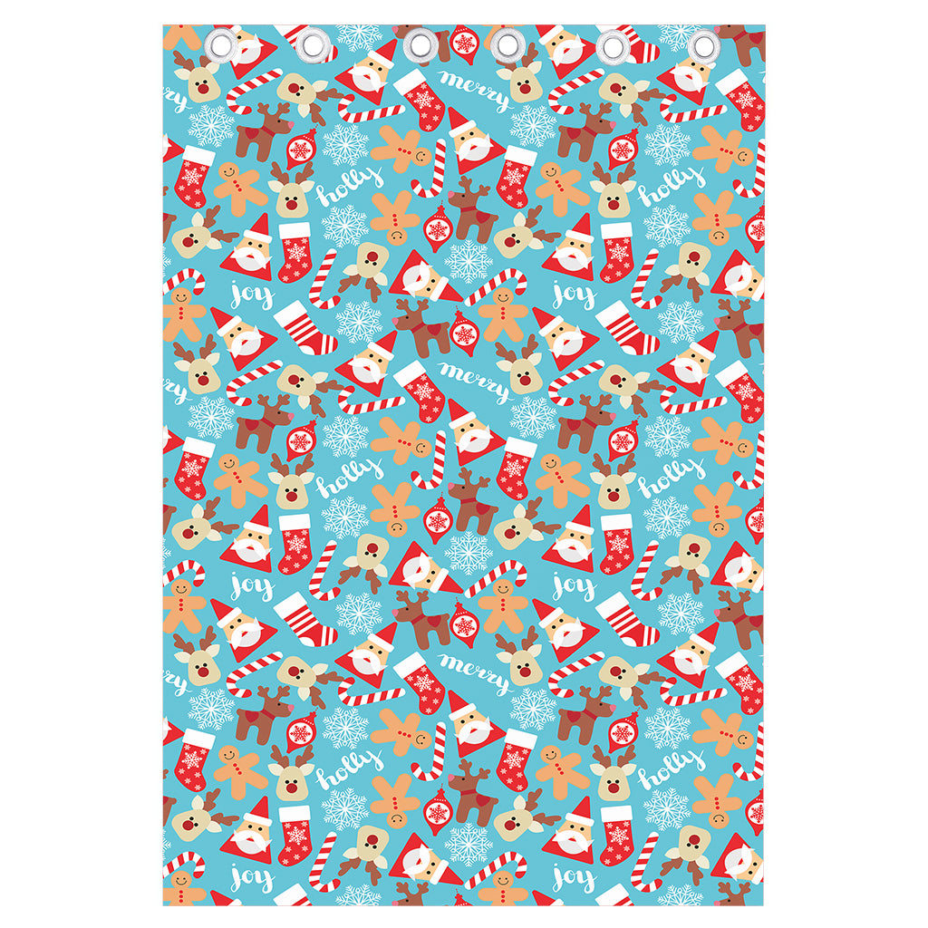 Cute Christmas Elements Pattern Print Curtain