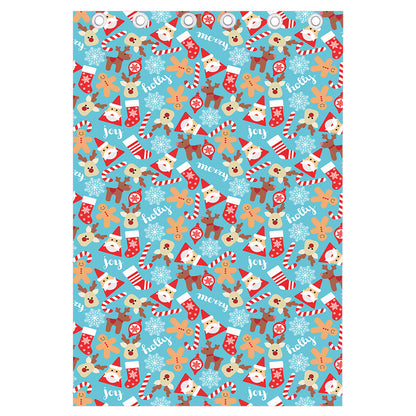 Cute Christmas Elements Pattern Print Curtain