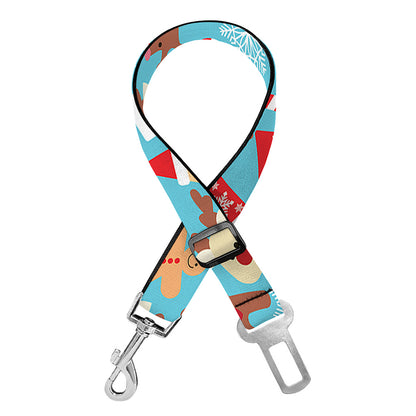 Cute Christmas Elements Pattern Print Dog Seat Belt
