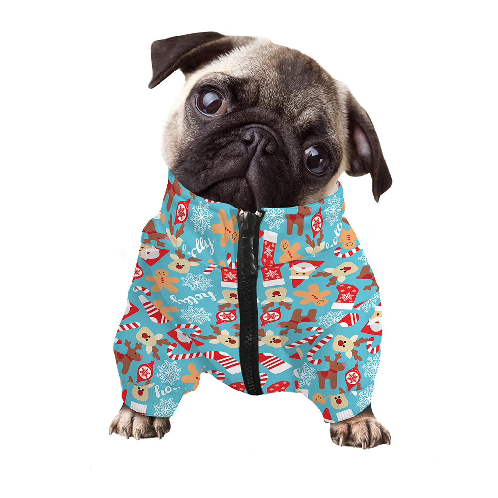 Cute Christmas Elements Pattern Print Dog Zip Up Jacket
