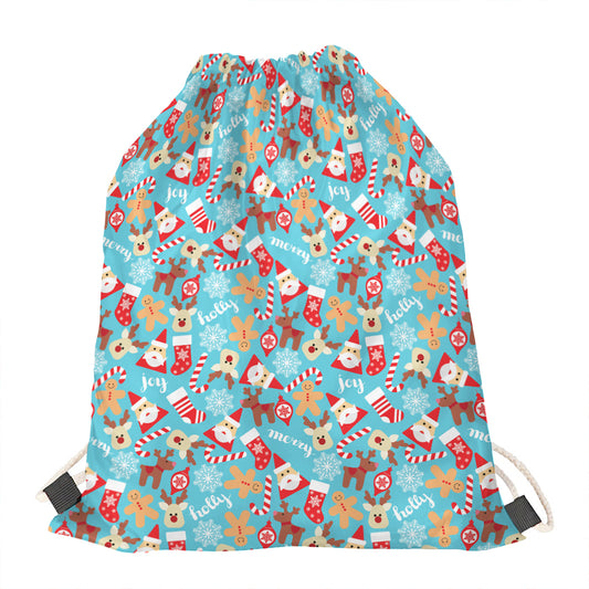 Cute Christmas Elements Pattern Print Drawstring Bag