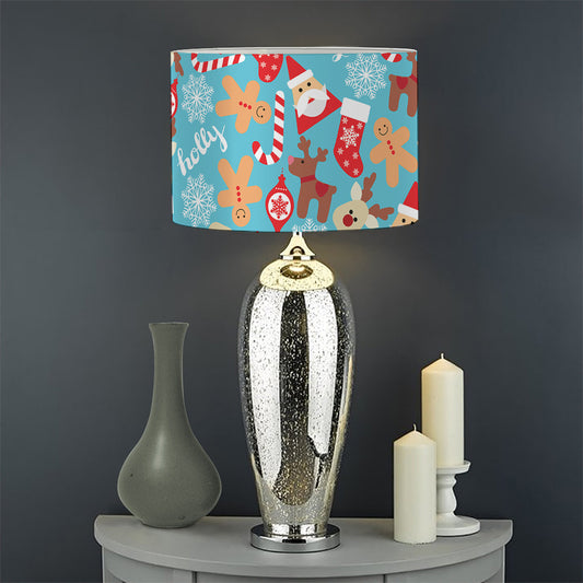 Cute Christmas Elements Pattern Print Drum Lamp Shade