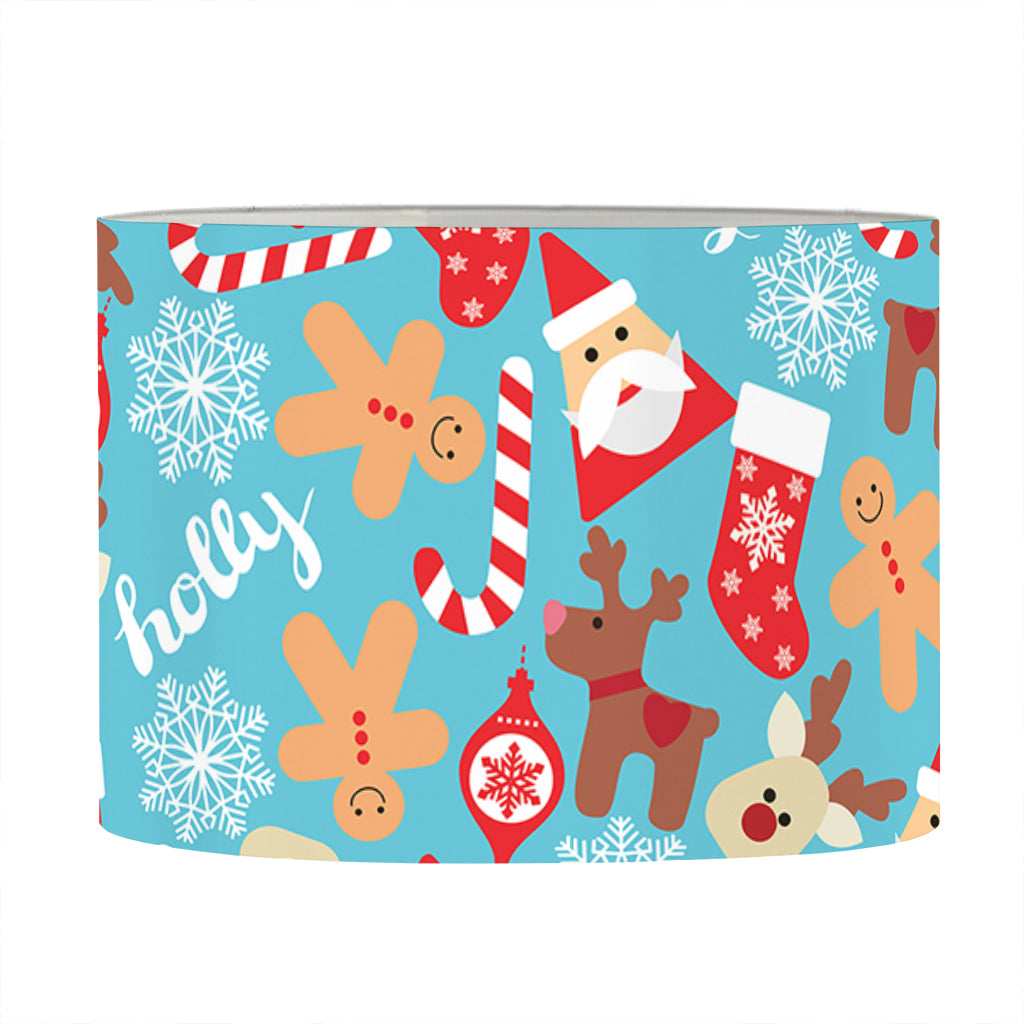 Cute Christmas Elements Pattern Print Drum Lamp Shade