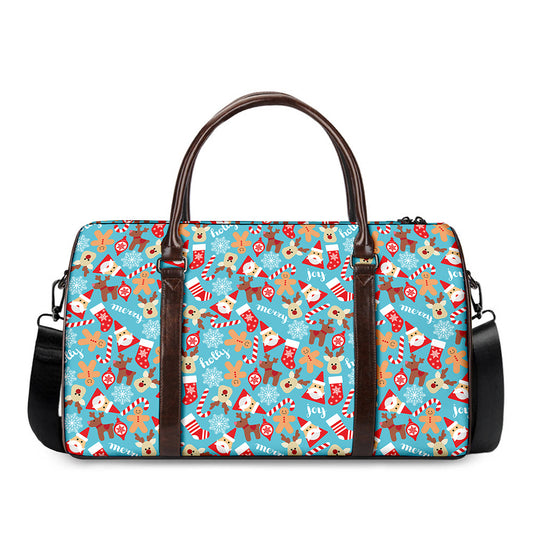Cute Christmas Elements Pattern Print Duffle Bag